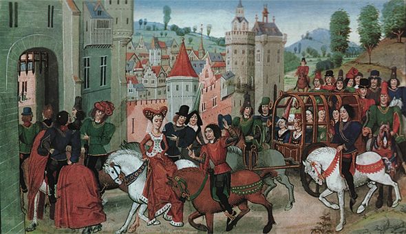 Comitiva de boda, miniatura del libro Historia de Carlos Martel