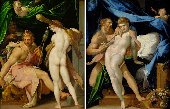 Vulcain et Maia ; Hercule et Omphale, Bartholomeus Spranger