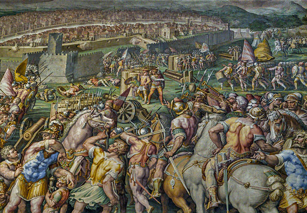 El asedio de Pisa, Giorgio Vasari y asistentes
