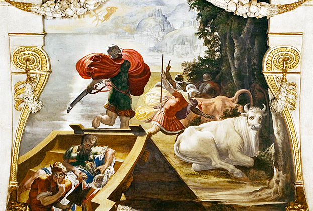 Les compagnons d'Ulysse dérobant les bœufs du Soleil, 1549-1553, Pellegrino Tibaldi (Bologne, palais Poggi)