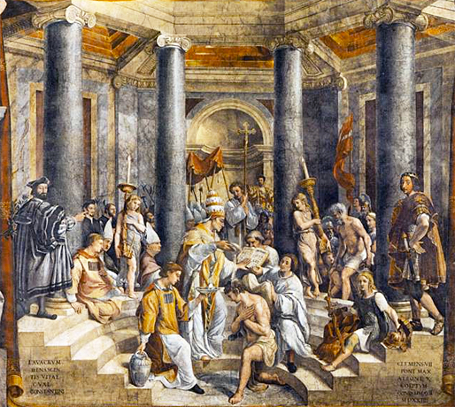 Baptême de Constantin, élèves de Raphaël, Palais du Vatican, Chambre de Constantin
