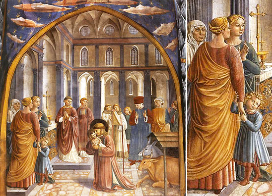 Adoración en Greccio, 1452, Benozzo Gozzoli 