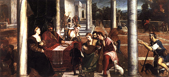 La parabole du mauvais riche et du pauvre Lazare, vers 1543-45, Bonifazio de' Pitati La parabole du mauvais riche et du pauvre Lazare, Bonifazio de' Pitati
