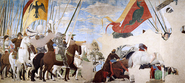 Victoria de Constantino sobre Majencio, 1452-1466, Piero della Francesca, Arezzo, iglesia de San Francesco