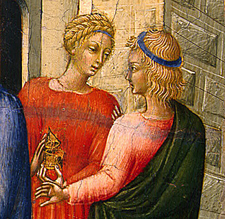 Adoración de los Magos, Giovanni di Paolo, detalle