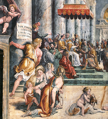 Donation de Constantin, détail, élèves de Raphaël, Palais du Vatican, chambre de Constantin