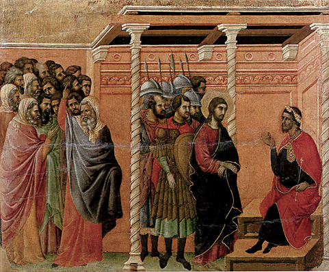Christ accusé par les pharisiens, Maestà, 1311, Duccio 