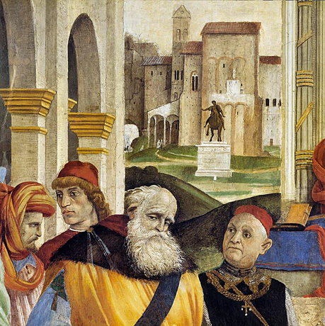 riomphe de saint Thomas d'Aquin sur les Hérétiques, 1489-1491, fresque, Filippino Lippi, Rome, Santa Maria sopra Minerva, chapelle Carafa