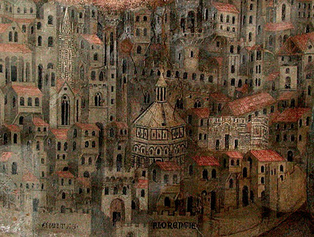 Vista de Florencia, fresco de la « Virgen de la Misericordia », 1352