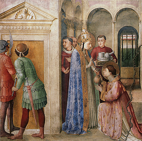 Saint Laurent reçoit les dons, Fra Angelico