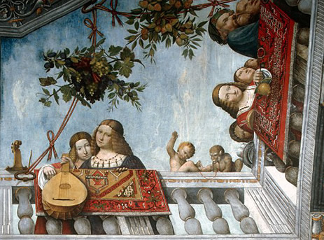 Escenas de la vida cortesana, h. 1520, frescos atribuidos a Garofalo, Ferrare, Palazzo Costabili