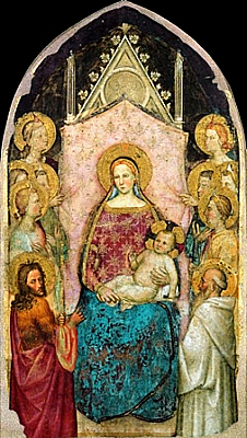 Vierge à l'Enfant avec des anges et saints, fresque, Giottino