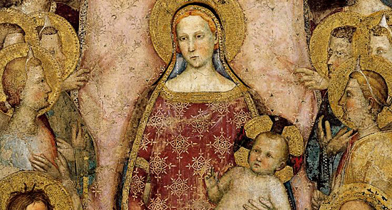Vierge à l'Enfant avec des anges et saints, détail, fresque, Giottino