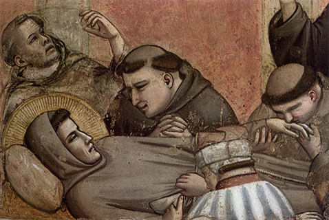 Giotto, Funerales de san Francisco, detalle, Florencia, basílica Santa Croce