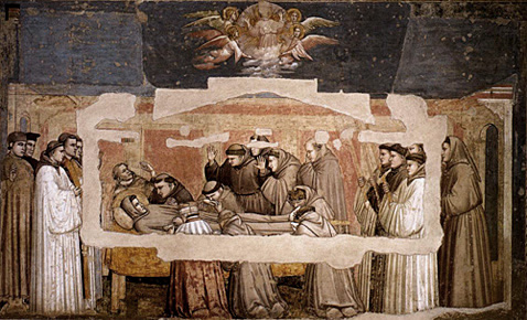 Giotto, Funerales de san Francisco, hacia 1328, Florencia, basílica Santa Croce