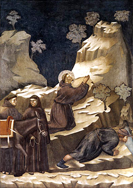 Miracle de l'assoiffé, vers 1290, Giotto, Assise