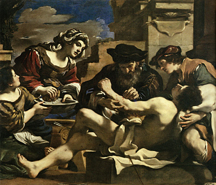 San Sebastián atendido por Irene, 1619, Guercino, Bologna, Pinacoteca Nazionale