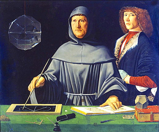 Luca Pacioli y Guidobaldo da Montefeltro, 1495, Jacopo de Barbari