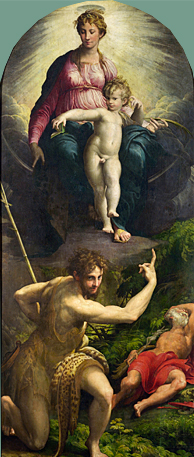 Virgen con el Niño, san Juan Bautista y san Jerónimo, 1527, Parmigianino