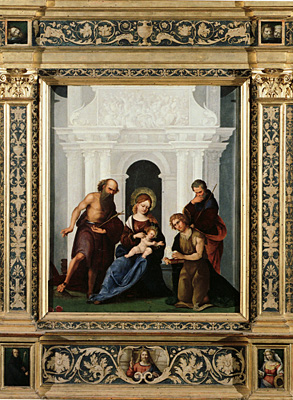 Sagrada Familia con los santos Jerónimo y Juan el Bautista, 1515, Ludovico Mazzolino