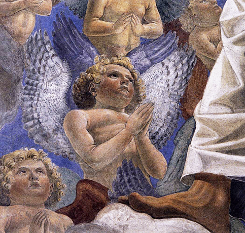 Christ bénissant entre des chérubins, détail des angelots, vers 1480, fresque détachée, Melozzo da Forli, Rome, palais du Quirinal