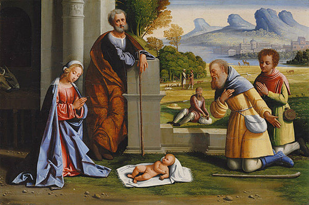 L'Adoration des Bergers, 1527, l'Ortolano, New York, Metropolitan