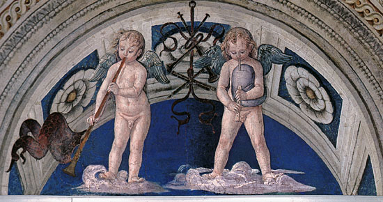 Couple de putti musiciens, Pinturicchio, Vatican, musée Pio-Clementino