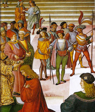 Enea Silvio est couronné poète par l'empereur Frédéric III, détail, Pinturicchio, 1502-1508
