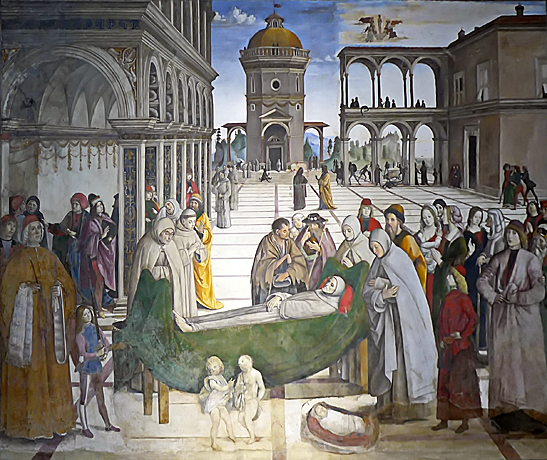 Funérailles de saint Bernardin, fresque, 1484-1486, Pinturicchio, Rome, église Santa Maria Aracoeli, chapelle Bufalini