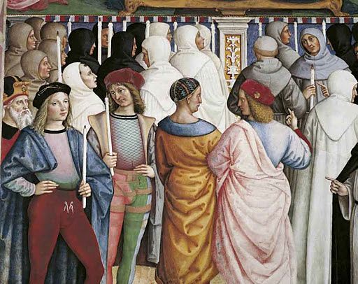 Pie II canonise sainte Catherine de Sienne, 1502-1508, détail, Pinturicchio, Sienne, Libreria Piccolomini
