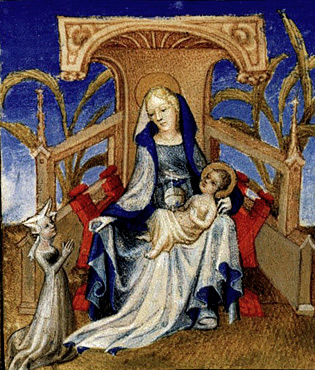 Christine de Pisan devant la Vierge et l'Enfant