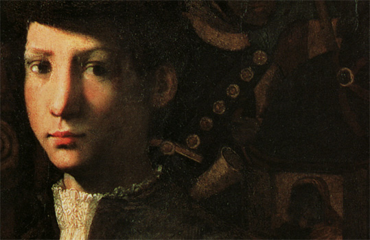 Retrato de hombre joven, Rosso Fiorentino, detalle