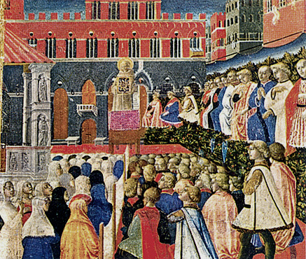 Saint Bernardin prêche dans la place du Campo, Neroccio di Bartolomeo