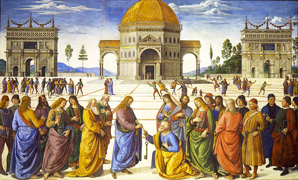 La Remise de clefs, fresque, vers 1482, le Pérugin, Vatican Chapelle Sixtine