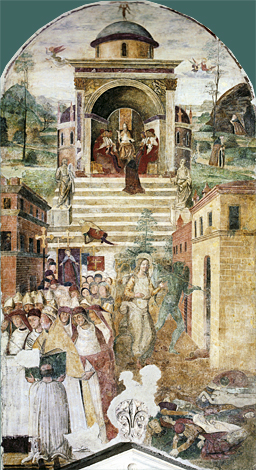 Sixte IV et la procession propitiatoire, fresque, vers 1476, Rome, Saint-Pierre-aux-Liens