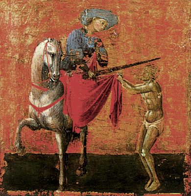 San Martín y el pobre, h. 1430, Sassetta