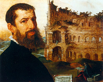 Autoportrait devant le Colisée, 1553, Maerten van Heemskerck