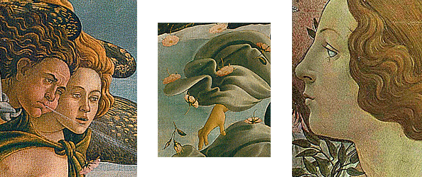 Naissance de Vénus, Sandro Botticelli, détails