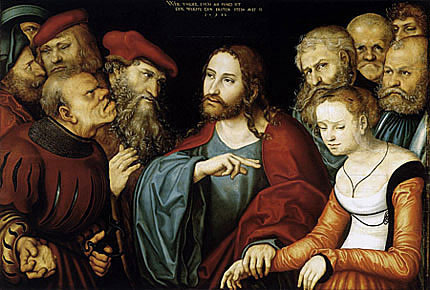 Cristo y la mujer adúltera, 1532, Lucas Cranach