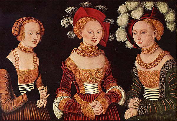 Retrato de tres princesas sajonas, hacia 1535, Lucas Cranach el Viejo