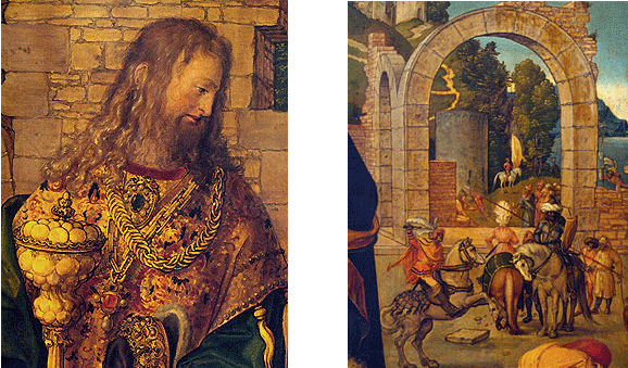 Adoración de los Magos, 1504, Alberto Durero, detalles