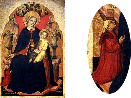 Vierge en majesté avec anges musiciens et donateur, 1394, Niccoló di Pietro