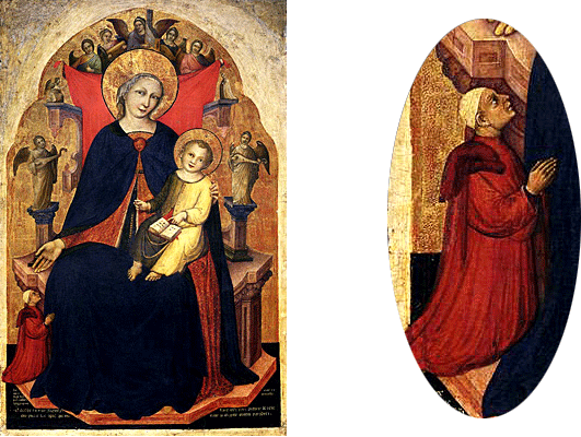 Vierge en majesté avec anges musiciens et donateur, 1394, Niccoló di Pietro Vierge en majesté avec anges musiciens et donateur, 1394, Niccoló di Pietro