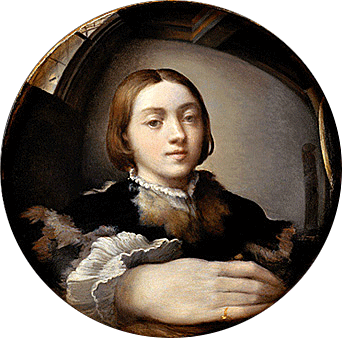 Autoportrait dans un miroir convexe, vers 1521-1524, Parmesan