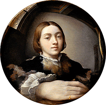 Autorretrato en un espejo convexo, hacia 1521-1524, Parmigianino