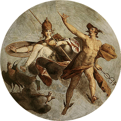 Hermes y Atenea, hacia 1585, Bartholomeus Spranger, Praga, Castillo, Torre Blanca