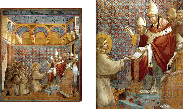 La Confirmation de la règle franciscaine, Vie de saint François, vers 1290, Giotto, Assise, Saint François, basilique supérieure
