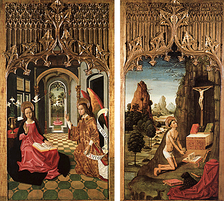 Saint Jérôme pénitent ; l'Annonciation, Maître de la Seu d'Urgell Saint Jérôme pénitent ; l'Annonciation, Maître de la Seu d'Urgell