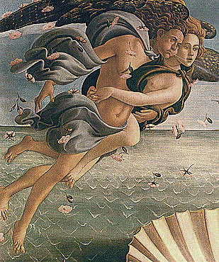 El Nacimiento de Venus, 1485, Botticelli, detalle