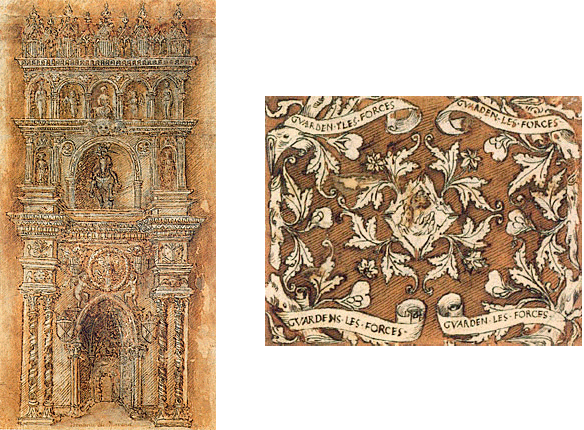 Dessin pour un portail ; dessin pour un "étendard" aragonais, 1449, Pisanello